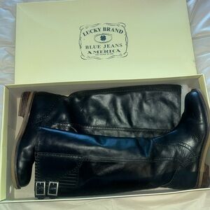 Gently worn Luck Brand tall black leather boots